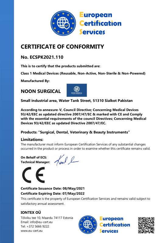 Noon Surgical Certificates