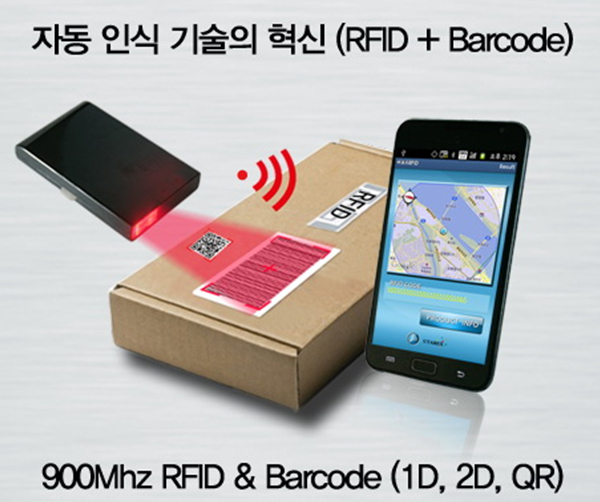 Secret Code-PLUS ( RFID 900Mhz + 2D Barcode ) RFID Reader & Barcode 일체형-스마트폰용 RFID 리더