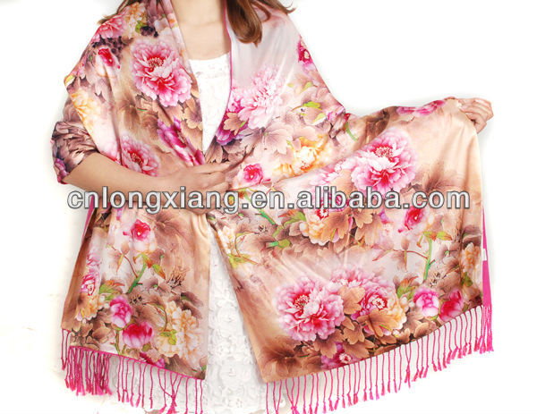 Double Layer Silk Shawl Scarves 