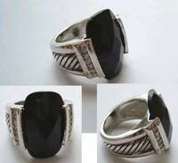 See Larger Picture : David Yurman Style Ring with Black Onyx Stone