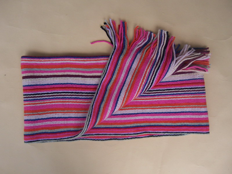 针织条纹毛腈混纺女式围巾