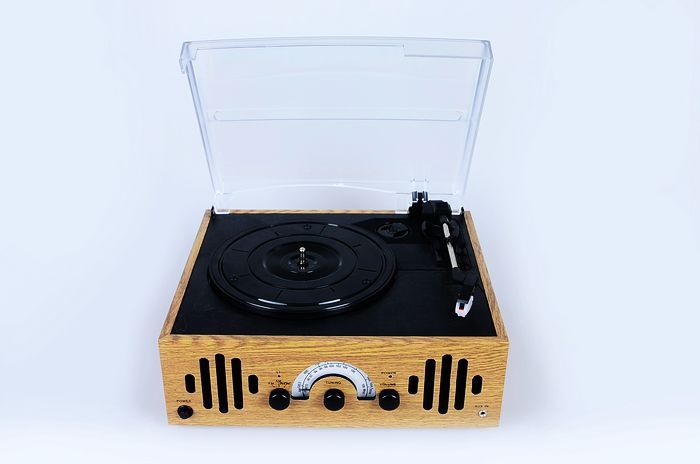 黑胶唱片机 仿古电唱机 LP AM/FM收音机 内置功放喇叭 留声机