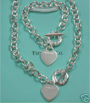 tiffany necklace heart tag bracelet toggle authentic silver