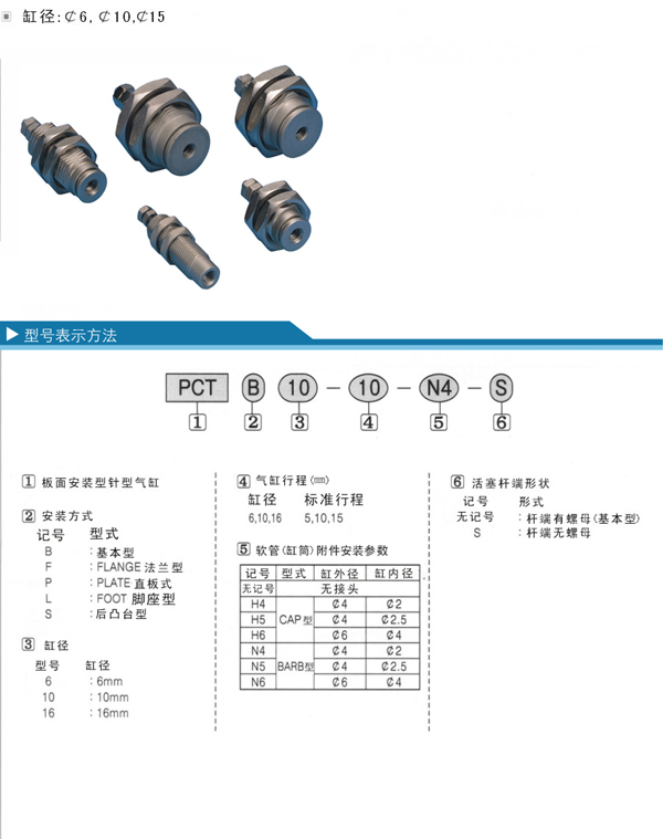 针型气缸PCT系列