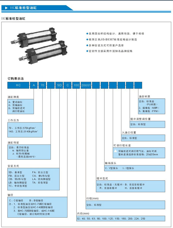 HC标准柱型油缸