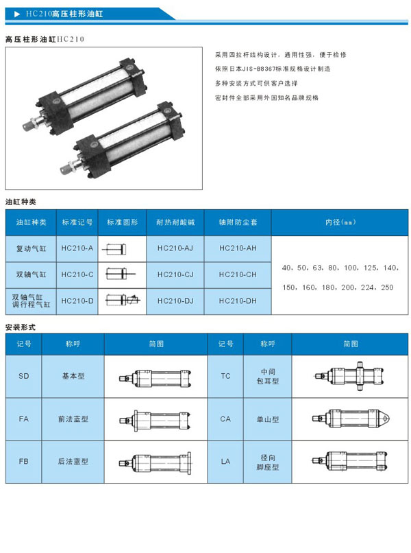 HC210高压柱型油缸