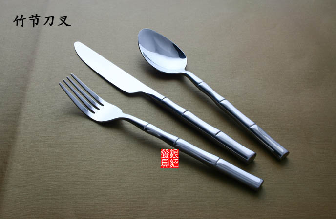供应银貂促销不锈钢西餐刀叉餐具 竹节系列