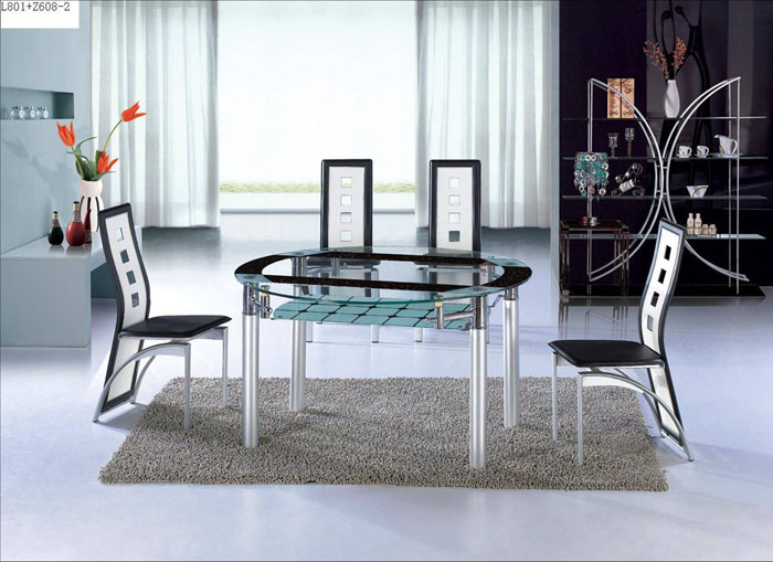 现代玻璃餐桌椅系列