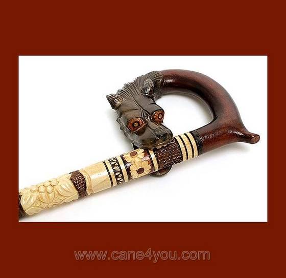 Hand Carved Wooden Cane Walking Stick