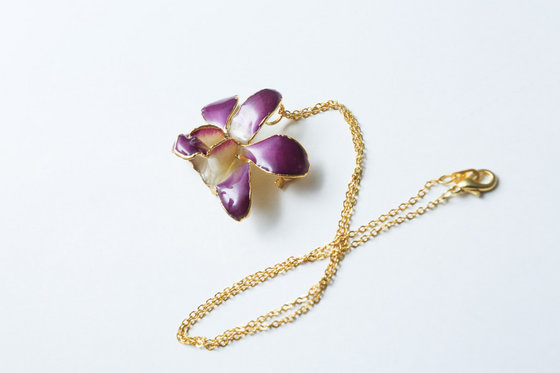 Handmade Factory OEM Wholesale 24K Gold Dipped Plated Real Orchid Fashion Jewelry Set Necklace ...
