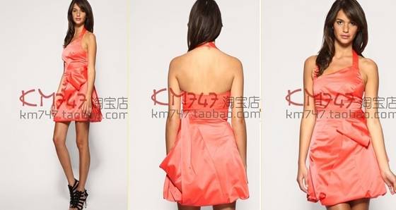 Korea New Women's Nice Slim Short Puff Sleeve Bowknot Low-cut Dress-Dresses