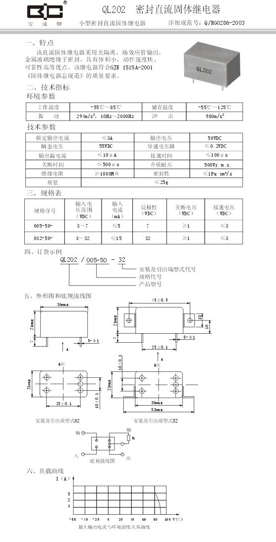 QL202密封直流固体继电器-3A