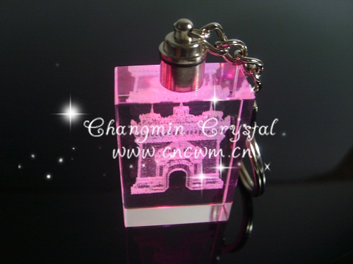 Customized Crystal 3d Logo Key Chain For Business Gift With Led Light