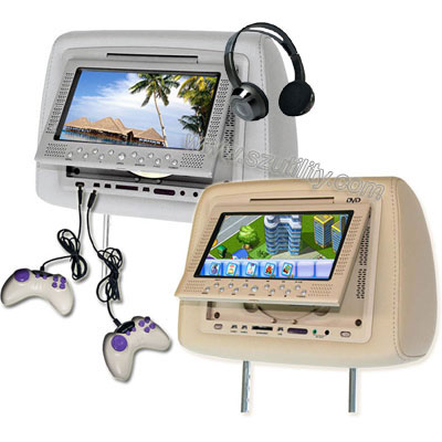 7inch Headrest  DVD player,USB port SD MMC MS slot,Game,FM,IR wireless headphone