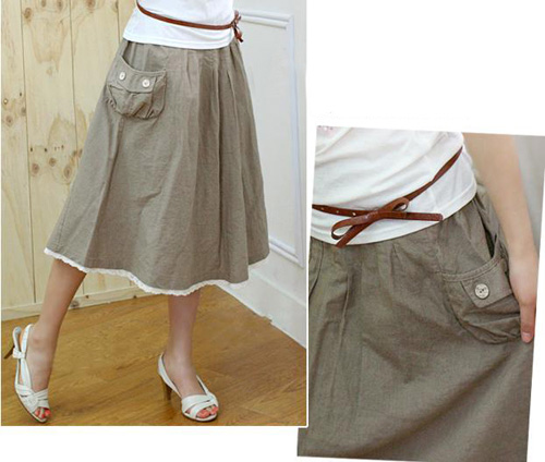 Lovely Pockets Lace Bottom Long Skirt
