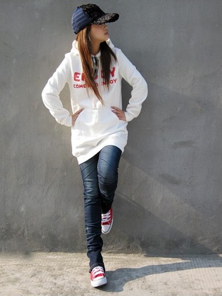 Fake Two-piece Hooded Coat White