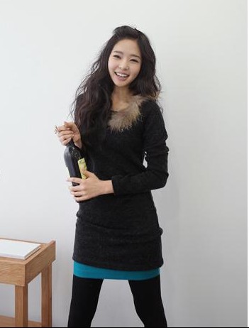 Korean Elegance Simple Long Sweater Gray