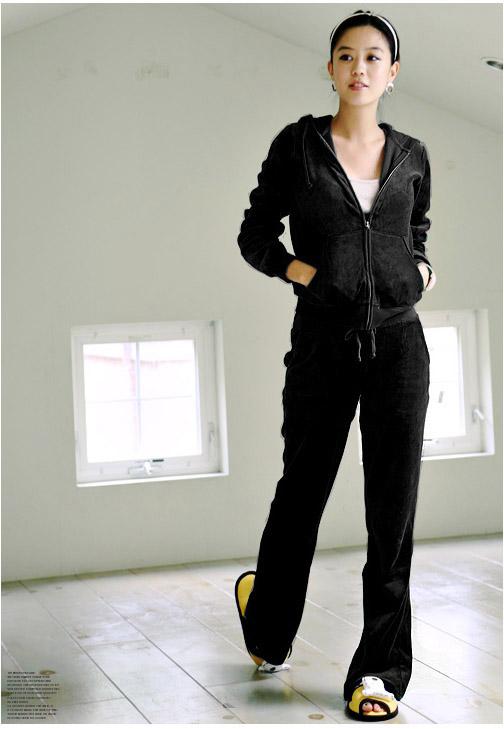 Sport Casual Hooded Suit Black