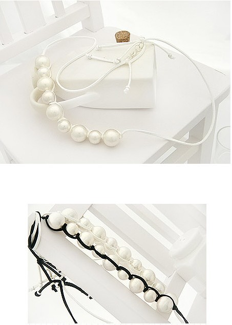 Pearl Charm Cord Necklace White