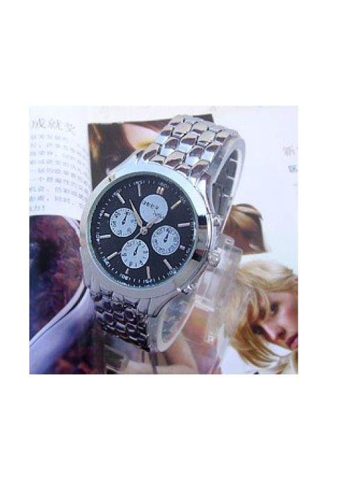 Korean Black Surface Silver Circle Bracelet Watch