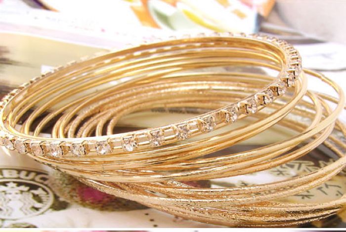 Korean Diamonds Circle Golden Bracelet