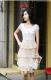 Lace Short Sleeve Layered Skirt Color Matching Dress Beige