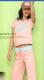 Korean Elastic Waist Short Sleeve Suit Pink