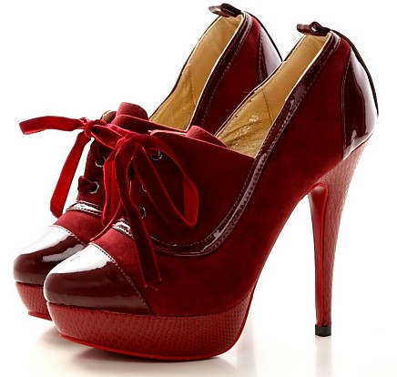 Shoelace Stiletto Antislip Platform Red