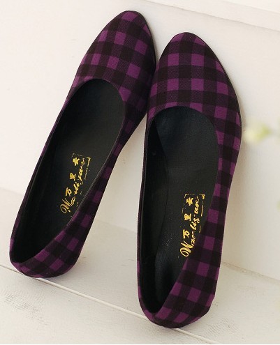 Simple Style Checks Flats Purple