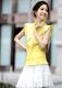 Plain Sleeveless Lace Collar small-shirt Yellow