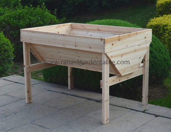 Untreated Wood Furniture on Wooden Planting Tables  Gardening Raised Beds   Huayi Garden Furniture
