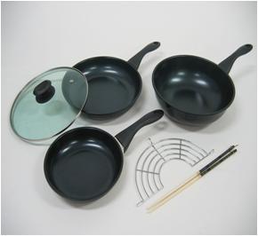 韩国进口产品-Ceramic Coating  IH Fry Pan 3pcs Set  陶瓷涂层煎锅