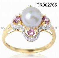 Sell Wedding Ring on Sell Pink Cubic Zirconia And Pearl Feminine Wedding Ring