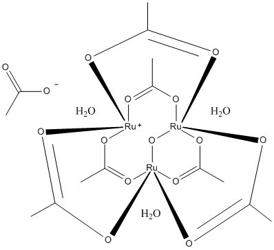 Hexa(acetato)-u-oxotris(aqua)triruthenium(III) acetate