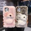 Custom Logo 3D Fur Rabbit Mobile Phone Case with Pearl for Realme C11 for X XR for One Plus
