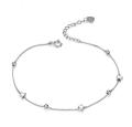 S925 Sterling Silver Ball Bracelet with Heart Platinum Plated Silver Lady Bracelet