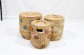 Round Water Hyacinth Trunk, Laundry Basket for Home Furniture - SD10516B-3MC