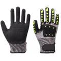 Anti Cut UHMWPE(HPPE) Liner Nitrile Sandy Coated TPR Anti Impact Gloves Anti Vibration Gloves