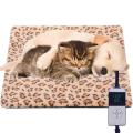 PET Heating Pad for Dog Cat Temperature Adjustable Heated Cat Mat House Bed Warmer with Timer Chew R
