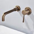 Antique Brass Wall Mounted Bathroom Sink Tap T0245A
