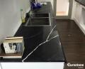 EBL9401 Negro Marquina Calacatta  Quartz Stone Artificial Countertop Kitchen Island Vanity Table