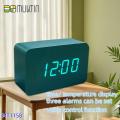 Rectangular Mini LED Wooden Alarm Clock Wooden Alarm Clock Wooden Clock Green Color
