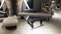 Triangle Noguchi Glass Coffee Table with Solid Wood Legs