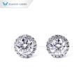 Tianyu Gems Simple Jewelry 1carat Round Moissanite 925 Sterling Silver Halo Stud Earrings