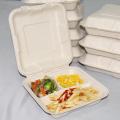 3 Comp Biodegradable Compostable Sugarcane Bagasse Food Takeaway Disposable Lunch Box with Lid