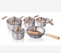 Stainless Steel Wooden Handle Induction Cookware Set