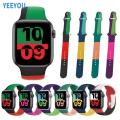 Dual Color Colorful Rainbow Engravable Two Tone Silicone Watch Band Strap for Apple Watch Series