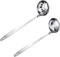 2 PCS Stainless Steel Thickening Slotted Spoon and Long Handle Soup Spoon