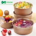 Disposable Cardboard Kraft Salad Bowl Soup Bowl with Lid Paper Food Container