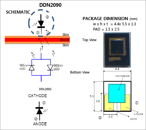 DDN2090 SPO2 Photodiode Oximetry Sensor - APMKorea circuit diagram pulse oximeter 